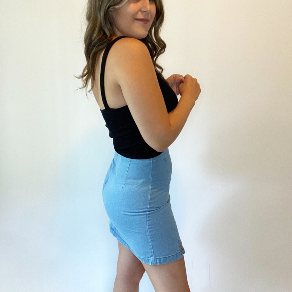 Denim Zip Up Skirt